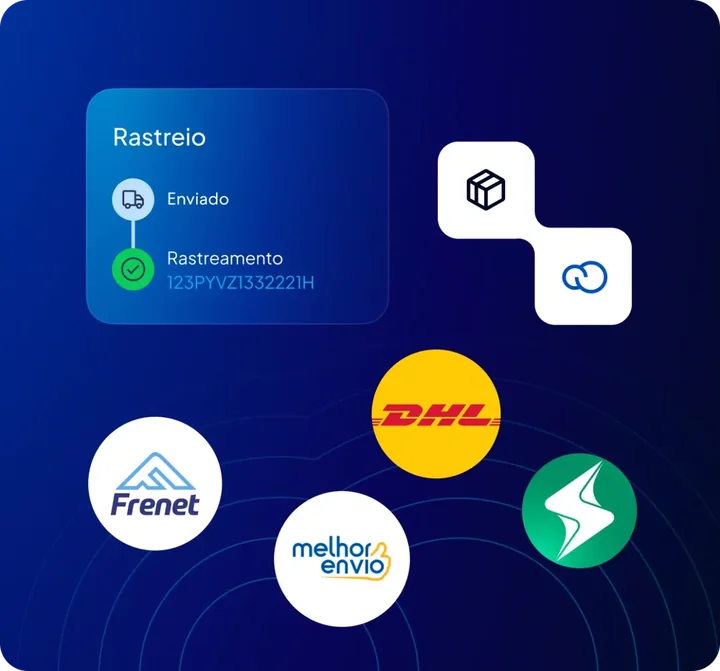 Ilustração oficial do Nuvem Envio com rastreamento de pedido e transportadoras